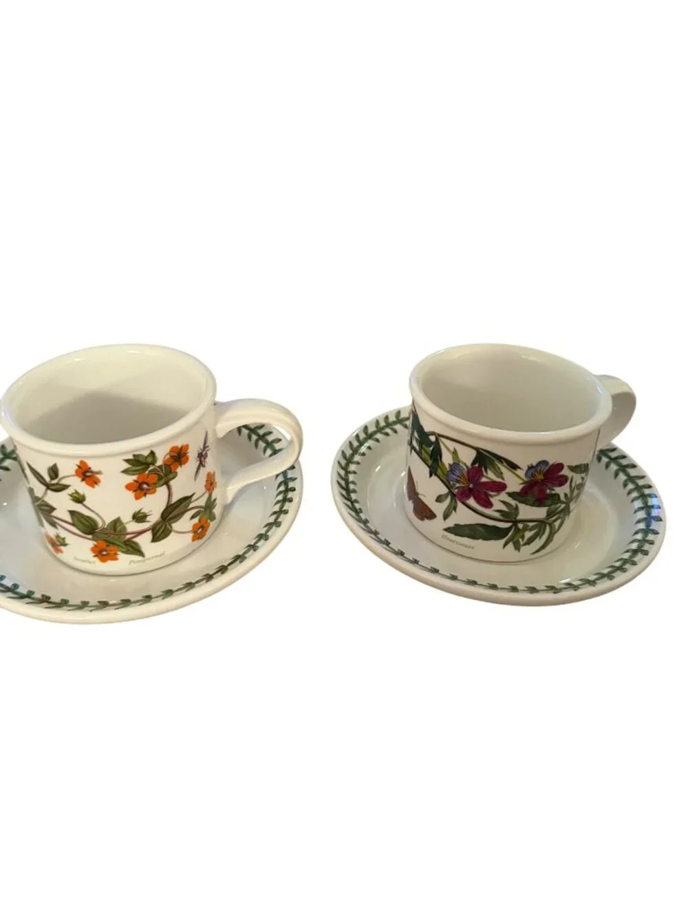 Portmeirion Botanic Garden Set of 2 Ceramic Drum Teacup and Saucer Multicolor